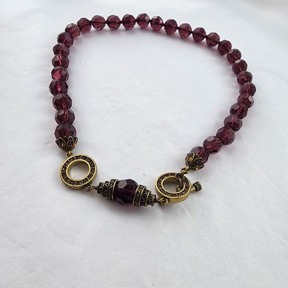 HEIDI DAUS Long Purple Crystal Beaded Formal Necklace Retired 24" Layering - Picture 2 of 8